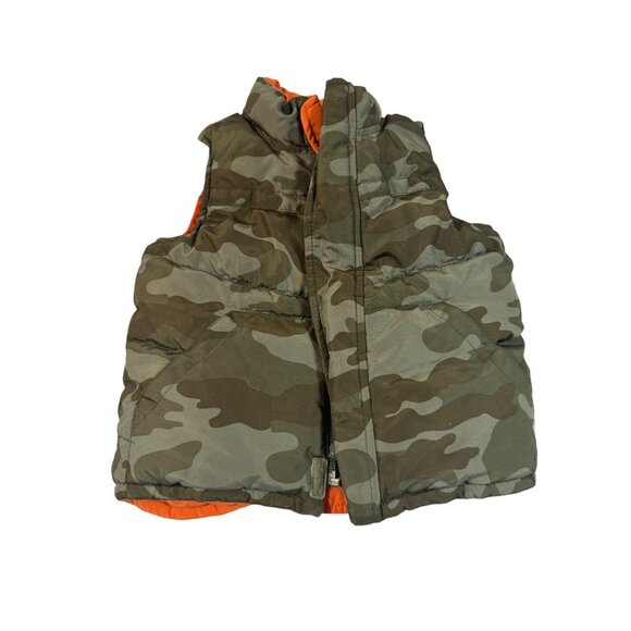 Old Navy Reversible Camouflage & Orange Puffer Vest 18-24 Months - Picture 1 of 9